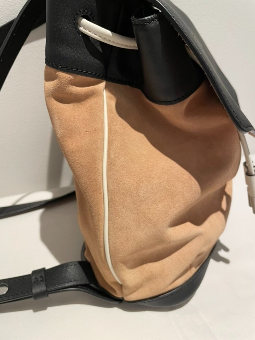 Rag & Bone Suede and Leather Mini Pilot Backpack Purse Rose Desert Black - Picture 6 of 8